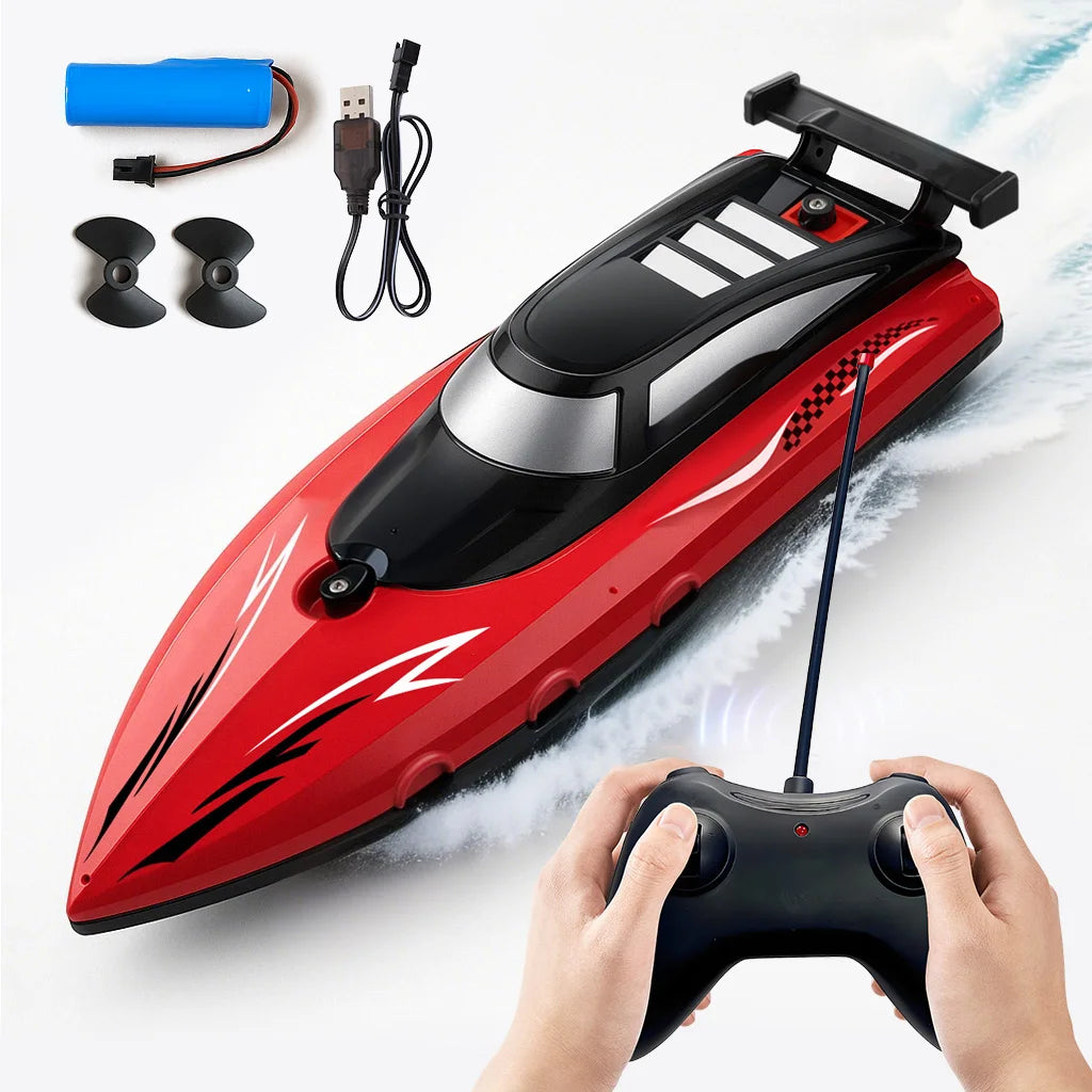 Lancha de control remoto de alta velocidad de 27 MHz | Barco de carreras acuático impermeable con doble motor, juguete para niños, regalo para exteriores y piscina