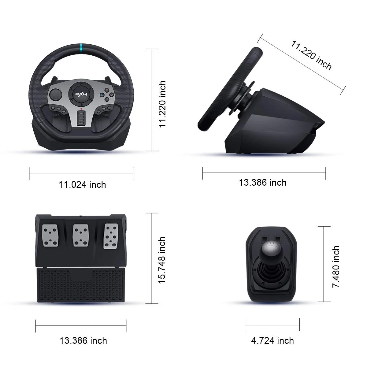 Volante de carreras PXN V9 Gen2/V9 270°/900° para simulador de juegos en PS4, PS3, PC Windows 7/8/10/11, Xbox One, Xbox Series X/S