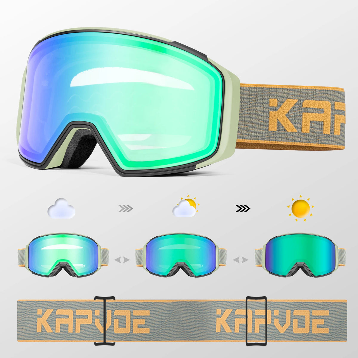 KAPVOE lente de atracción magnética deportes al aire libre gafas de esquí fotocromáticas protección esquí Snowboard correa antideslizante gafas de nieve
