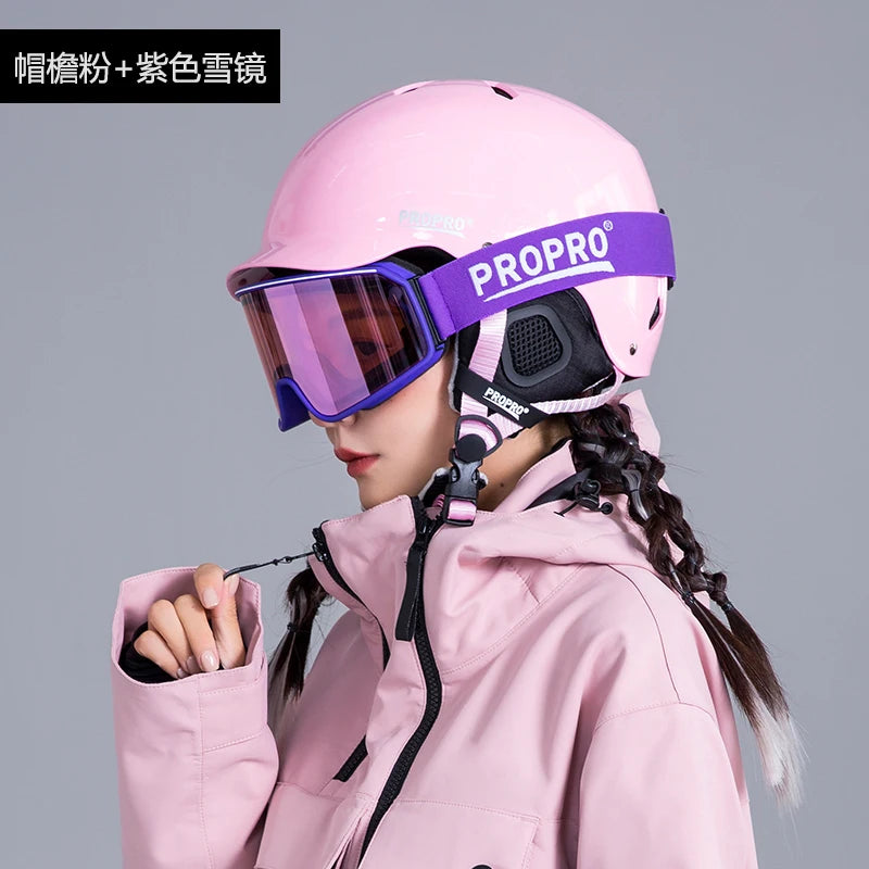 Casco de Esquí Ligero PROPRO con Seguridad Integrada, Casco de Esquí y Snowboard de Invierno Certificado, Casco de Esquí para Motocicleta para Hombre y Mujer