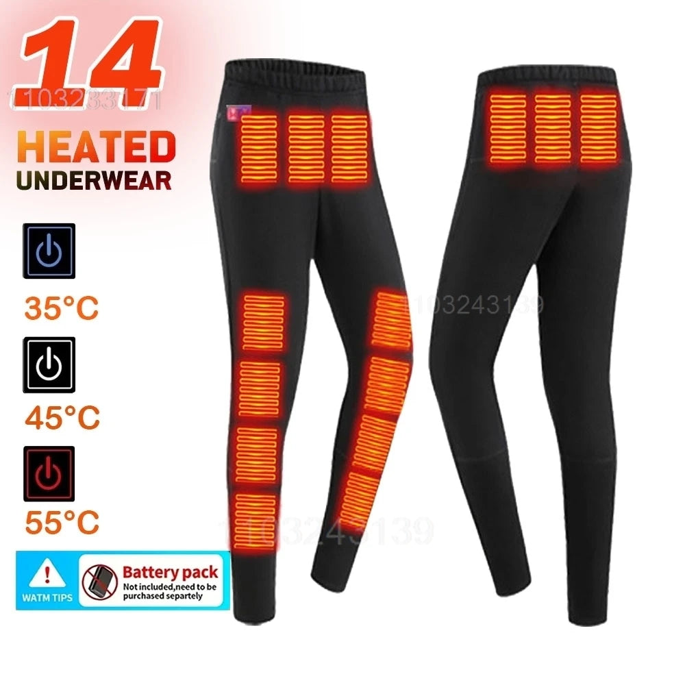 Ropa interior térmica con calefacción eléctrica USB para hombre y mujer, ropa interior autocalentable de esquí, 52 áreas