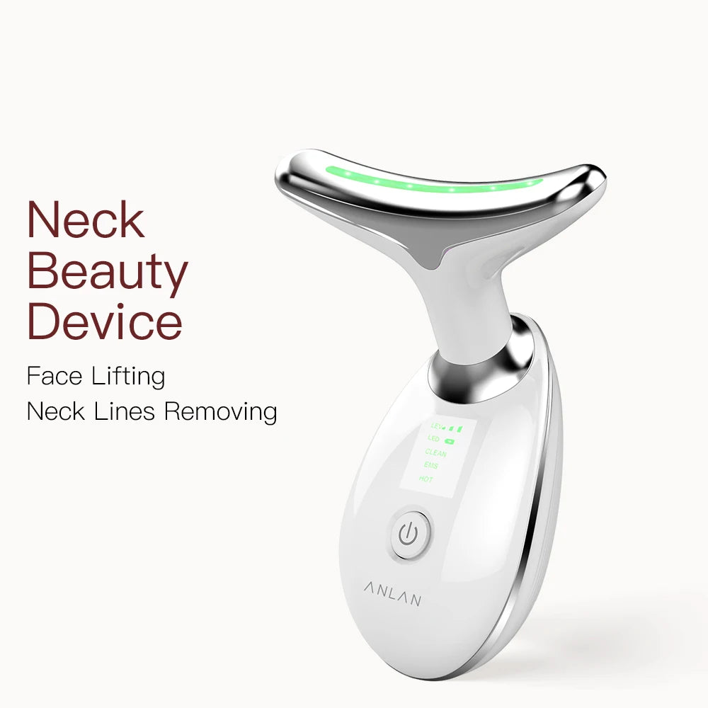 ANLAN Dispositivo de belleza para la cara del cuello Levantamiento de cuello facial EMS Cuidado de la piel con calor ligero en 3 colores Estiramiento de la piel Reducir la papada Herramientas para el cuidado de la piel