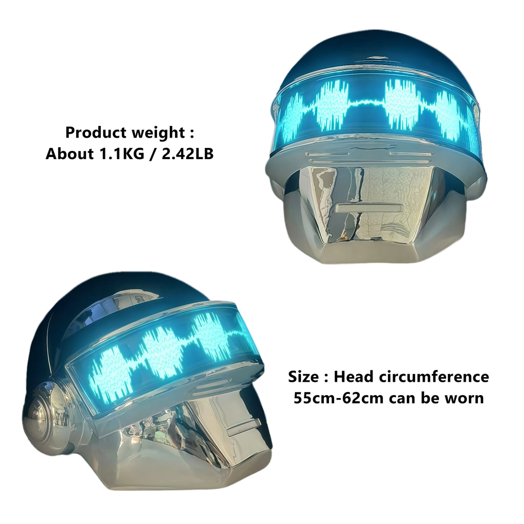 Casco Daft Punk Plateado Cromado, Máscara de Cosplay Cyberpunk Steampunk, Accesorio de Halloween para Adultos