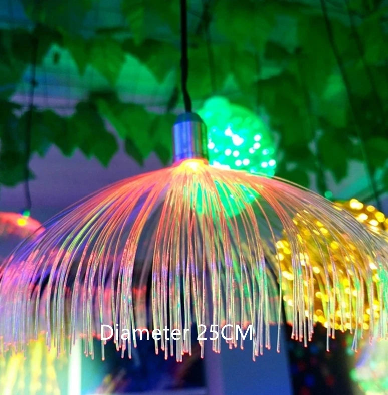 Fiber Optic Jellyfish  String Light Dandelion Fairy Garland Light Colorful Romantic Atmosphere Party Wedding Pendant Lamps10PCS