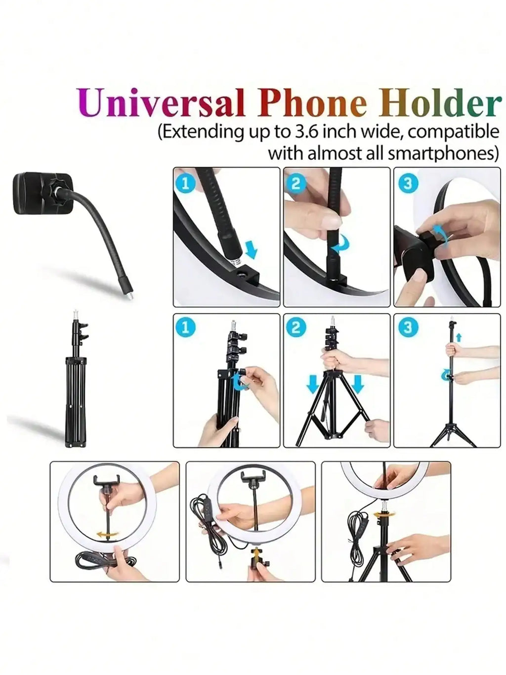 Trípode de luz anular de 12 pulgadas Anillo remoto USB Selfie Light con trípode Ilumina tu brillo