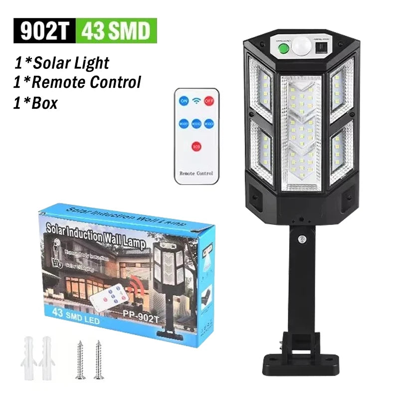 Luces LED solares de 30000LM para exteriores, luces solares con sensor de movimiento, 3 modos, resistentes al agua IP65, luz solar para jardín, calle, patio y farol