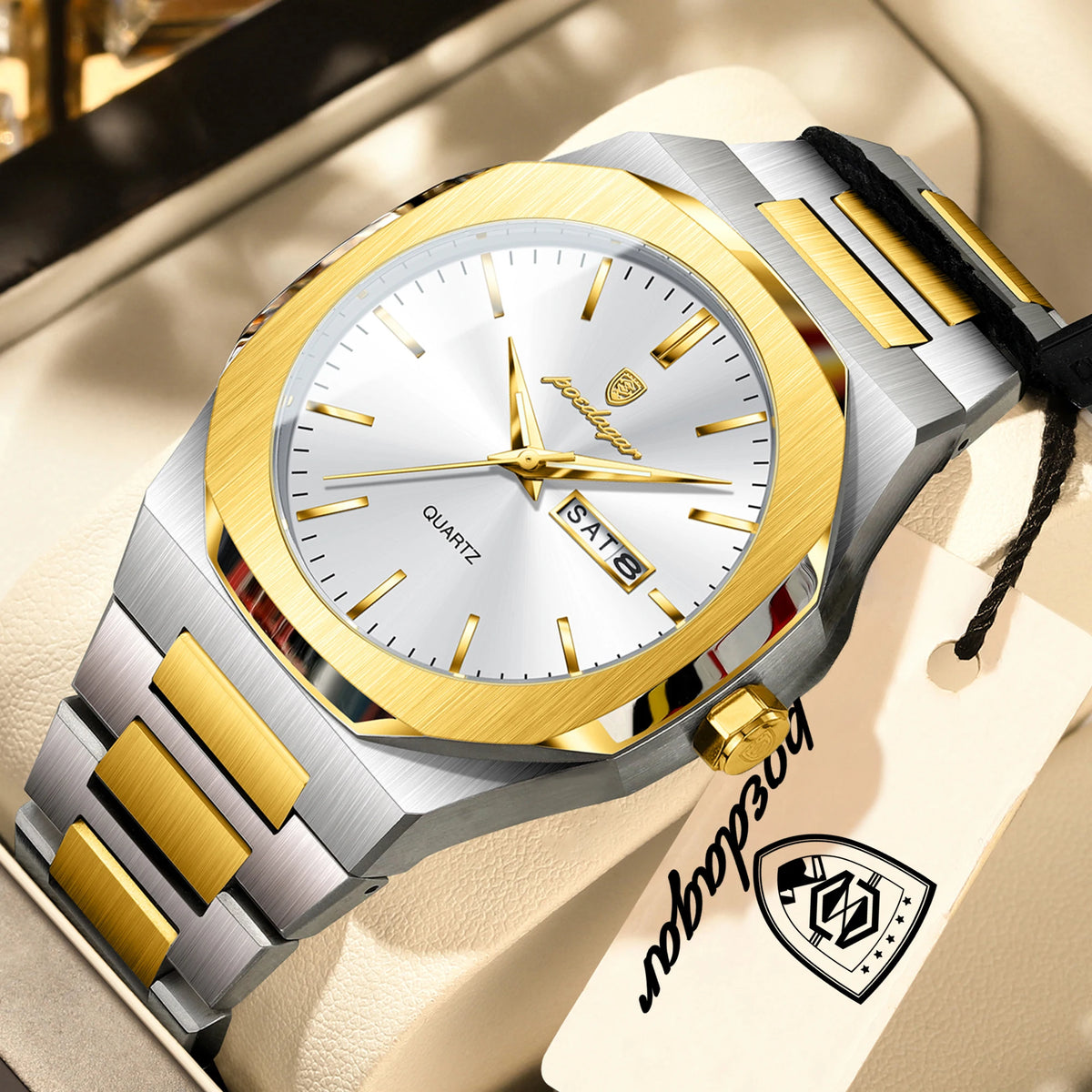 POEDAGAR Top Fashion Brand Man Clock Luminous Waterproof Stainless Steel Men's Watch Date Week Quartz Business Watches For Men Relogio Masculino