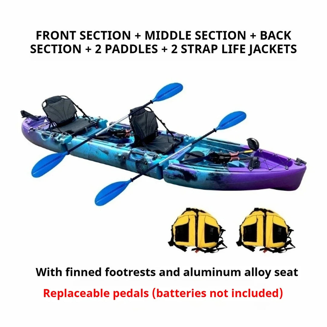 Kayak LLDPE portátil 2025 con canoa eléctrica impulsada por Pedal de carcasa dura dividida para Solo Tandem Lake Sea Adventures montaje Modular