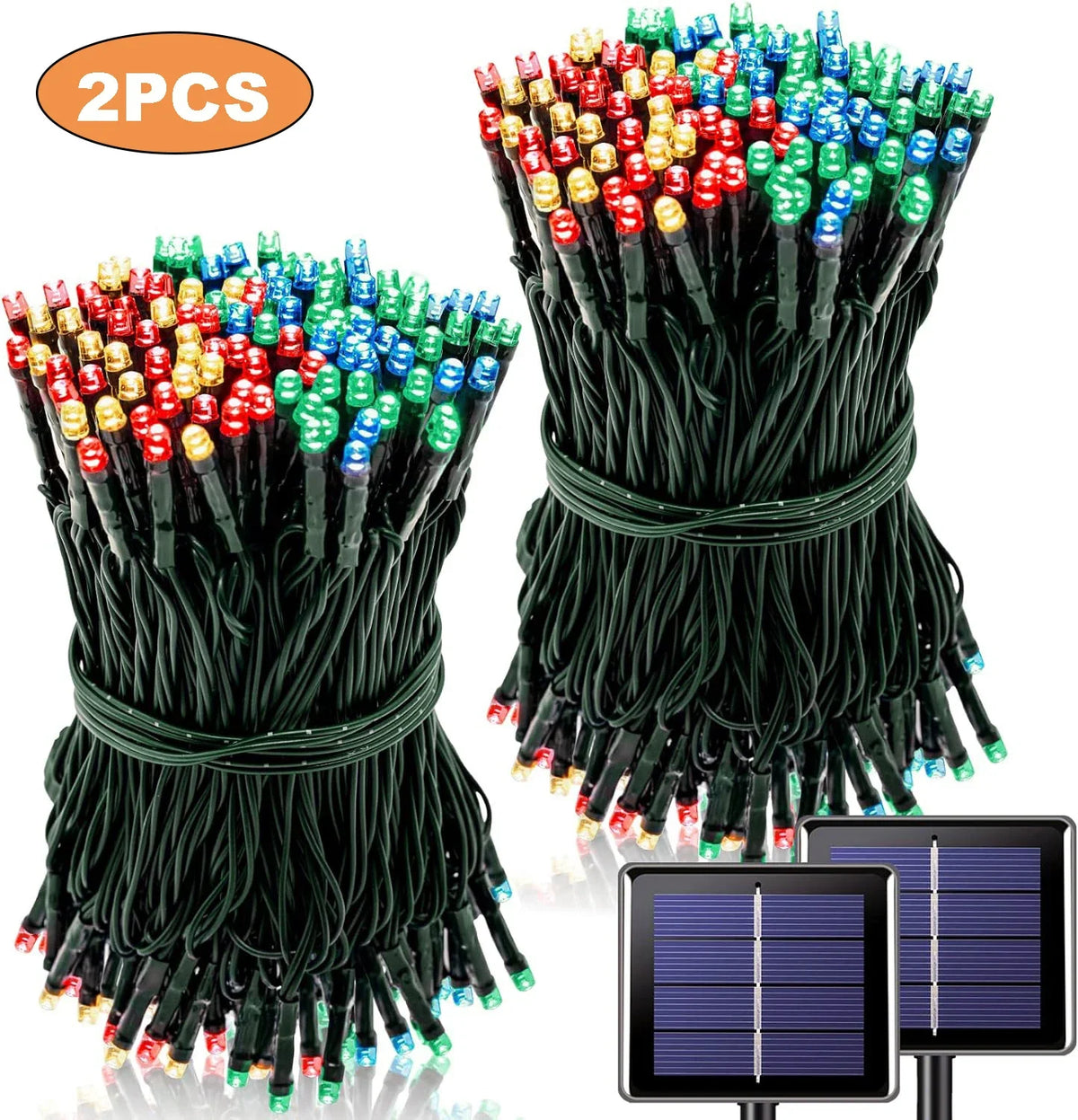 1/2pcs Solar String Lights 100 LED Waterproof 8 Lighting Modes for Courtyard Garden Tree Party Christmas Halloween Decorations