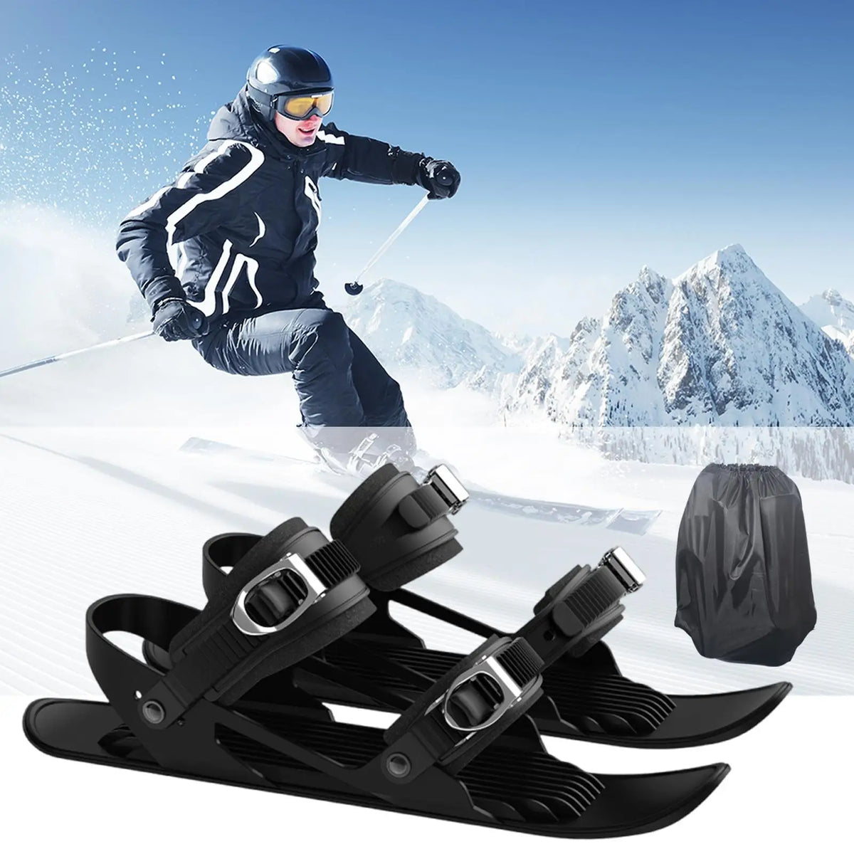 Esquís Cortos, Snowskates Cortos, Accesorio Compacto para Esquí, Herramientas de Esquí Multifuncionales Ajustables, Ligero, Antideslizante, para Nieve