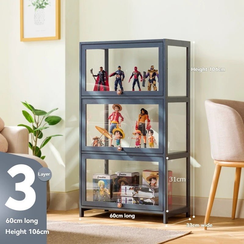 Vitrina hecha a mano, vitrina transparente a prueba de polvo con imitación de vidrio, caja de almacenamiento acrílica para juguetes Lego, estante para libros