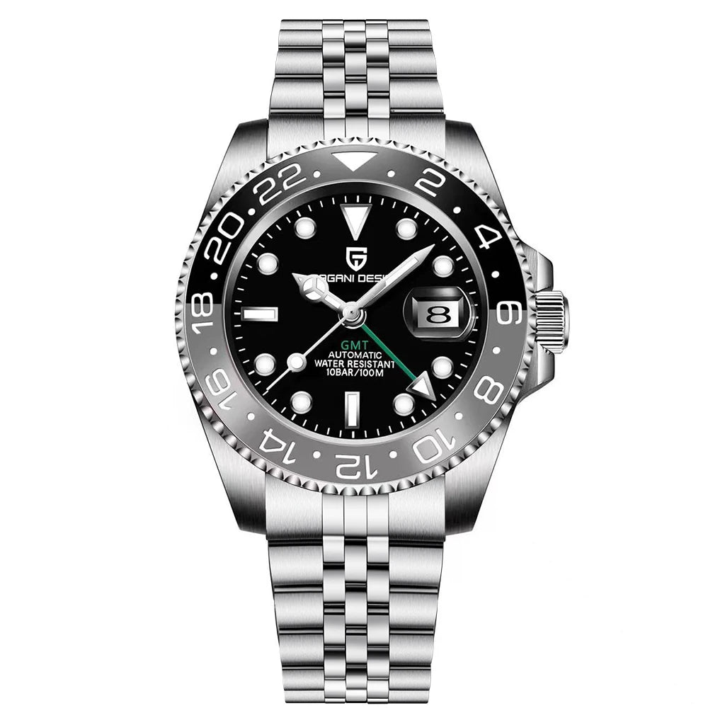 Reloj mecánico automático para hombre PAGANI DESIGN, cristal de zafiro, 40 mm, bisel cerámico, GMT, reloj de pulsera deportivo de marca superior, resistente al agua