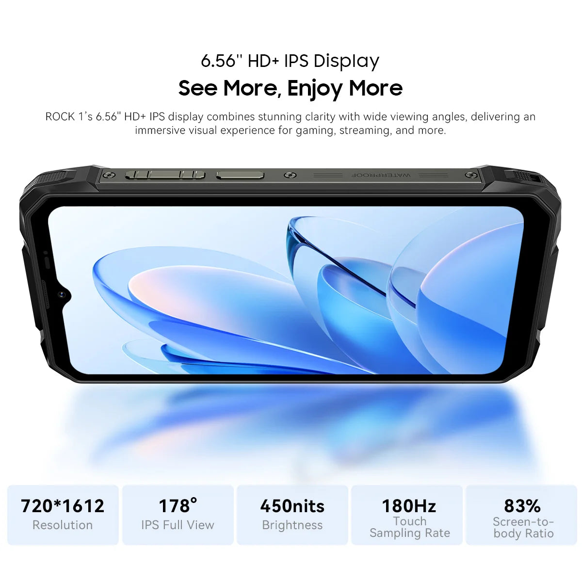 Smartphone ultrarresistente con IA Blackview ROCK 1, pantalla de 6,56 pulgadas a 90 Hz, 256 GB, MediaTek Helio G81, 4G, Android 16, NFC, linterna, 15000 mAh/33 W
