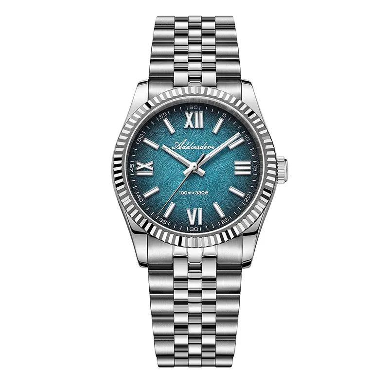 Reloj para hombre ADDIESDIVE 36mm AD2512 con luminiscencia BGW9, correa tipo Jubilee, sumergible 100m, cristal de zafiro y movimiento de cuarzo VH31