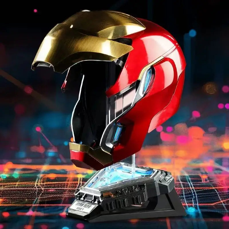 Casco Iron Man MK5, Real, portátil, apertura eléctrica automática, cierre, regalo de Año Nuevo para el Día de los niños, figura de acción coleccionable, juguete