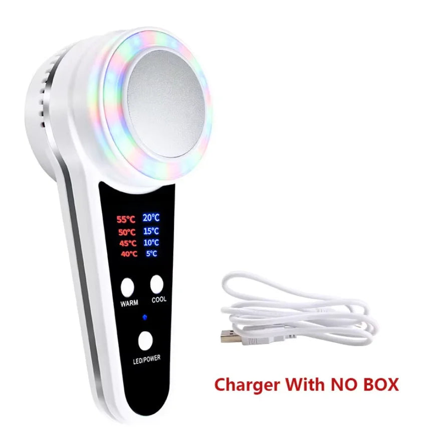 Dispositivo de crioterapia para el cuidado de la cara, martillo frío y caliente, fotón azul, tratamiento del acné, masajeador Facial, máquina de belleza para rejuvenecimiento de elevación de la piel
