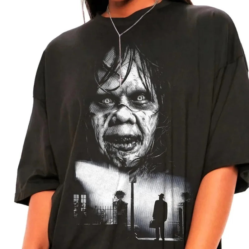 Camiseta con tema de la película Exorcista, novedad de verano, camiseta Unisex de algodón Y2K informal a la moda