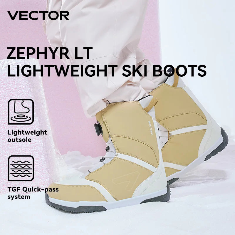 VECTOR Zapatos de Esquí Profesionales para Hombre y Mujer, Botas de Snowboard Cálidas e Impermeables, Botas de Nieve Transpirables de Cuero Antideslizantes