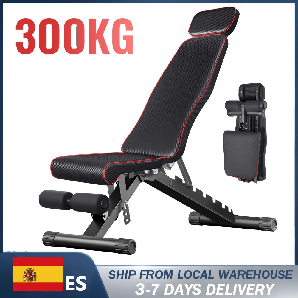 Banco de pesas ajustable, banco multifuncional para mancuernas, banco de gimnasio plegable, equipo de entrenamiento de fuerza, bancos para abdominales/dorsales y bancos de entrenamiento, capacidad de carga de 660 libras (300