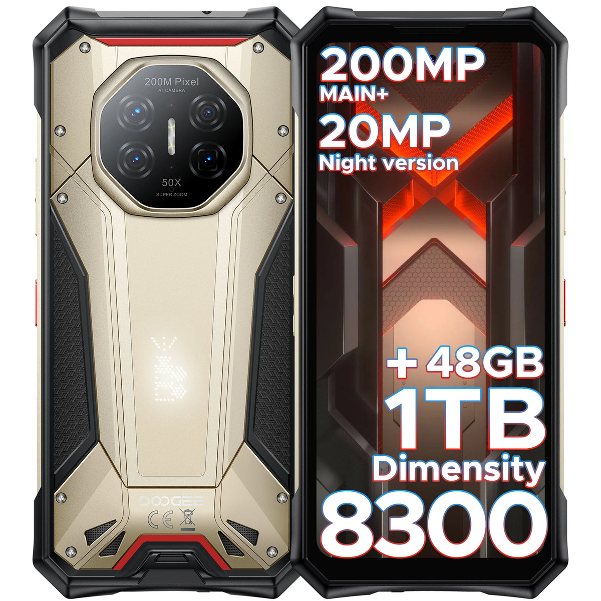 Teléfono rugerizado DOOGEE S300 Plus 48GB+1TB Dimensity 8300 Batería 11000mAh 120W 6,78” FHD+120Hz Cámara de 200MP Smartphone Android 16