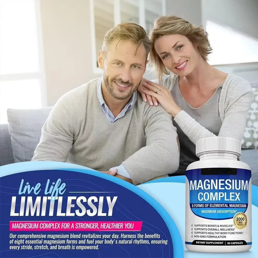 2 unidades de complejo de magnesio 1000 mg, suplemento para la salud