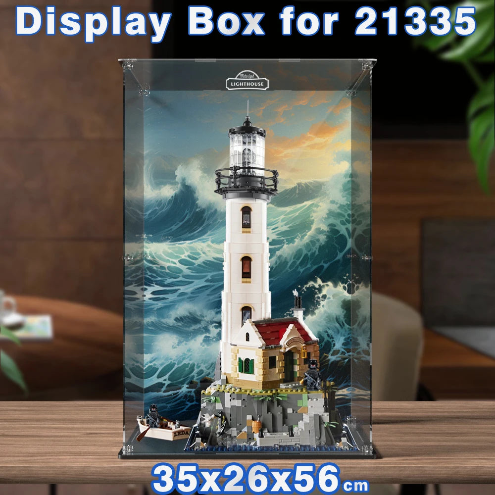 Caja de exhibición para el set 21335, vitrina transparente a prueba de polvo para el Faro Motorizado, caja de almacenamiento para bloques de construcción.