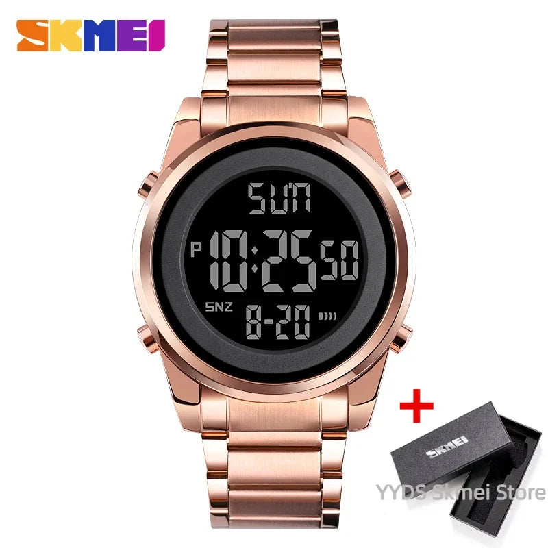 Reloj digital deportivo SKMEI de lujo para hombre, resistente al agua, de acero inoxidable, reloj de pulsera electrónico para caballero, modelo 1611
