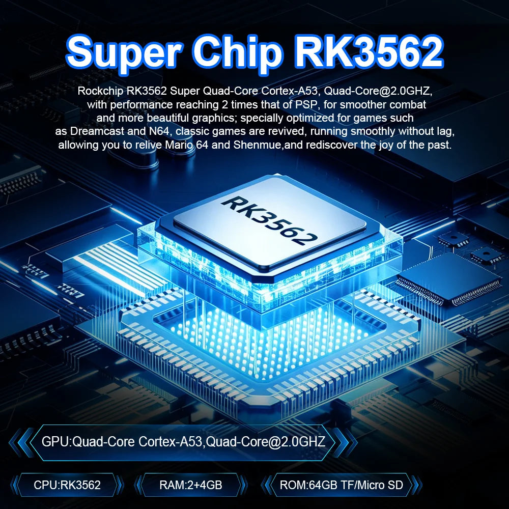 Consola de Juegos Retro Portátil AISLPC RG52 MINI, Más de 22000 Juegos, Sistema Dual WIFI 2.4G, Pantalla IPS de 5.5 Pulgadas, Reproductor de Video de Bolsillo