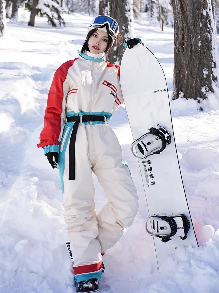 KUFUN-ropa de esquí, traje general, mono grueso impermeable, Snowboard, deporte de nieve a prueba de viento de una pieza, suelto, para adultos y adolescentes