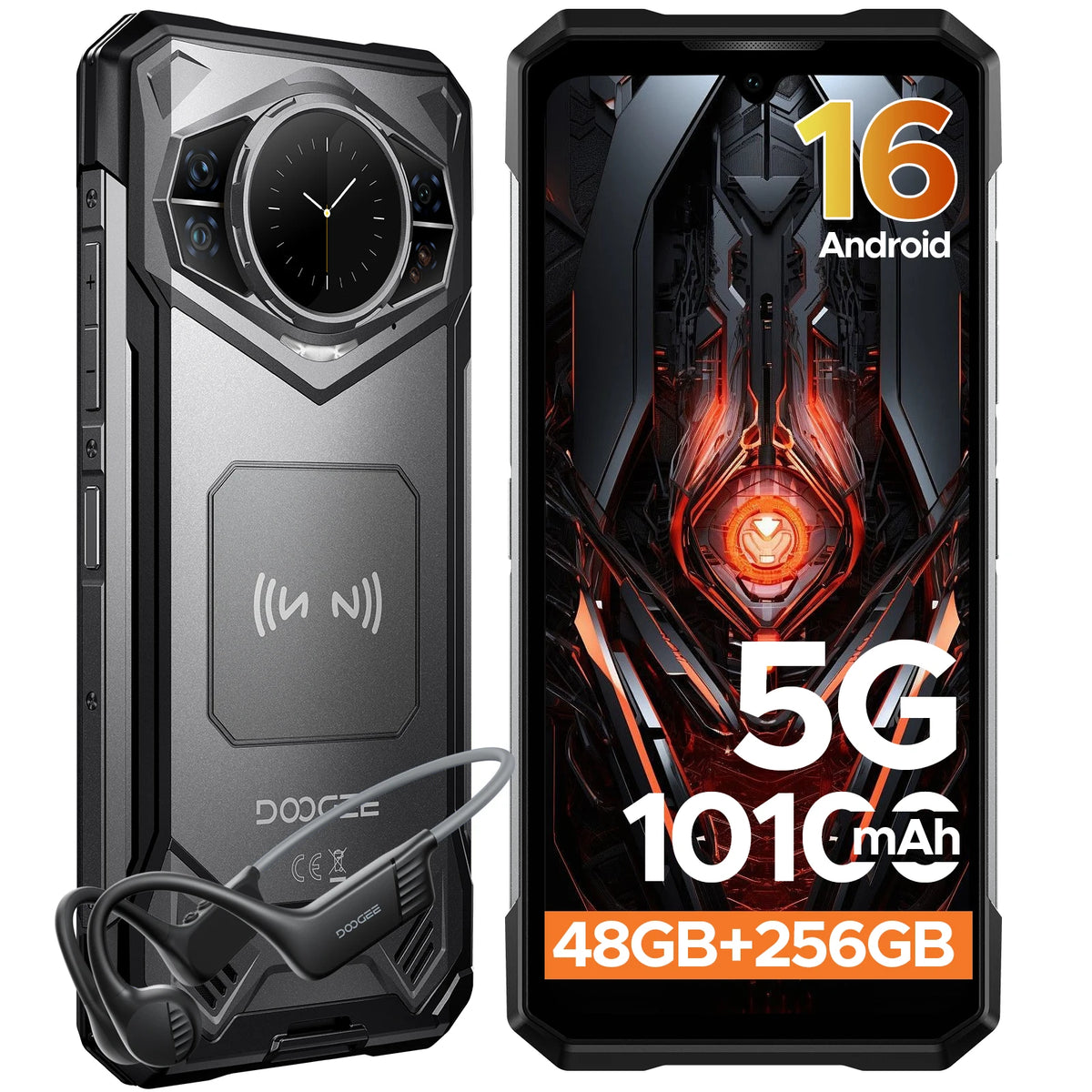Smartphone ultra resistente DOOGEE S200 VIP Edition 5G, pantalla de 6,72" a 120Hz, 48GB de RAM (12+36), 256GB de ROM, cámara principal con IA de 100MP, batería de 10100mAh, Android 16