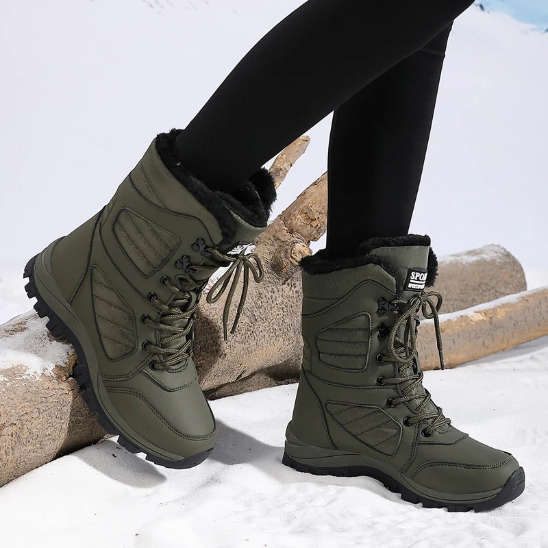 Botas de nieve de invierno para mujer, botines impermeables de alta calidad, botas gruesas y cálidas para senderismo en la nieve, zapatos de algodón para exteriores, zapatillas de deporte