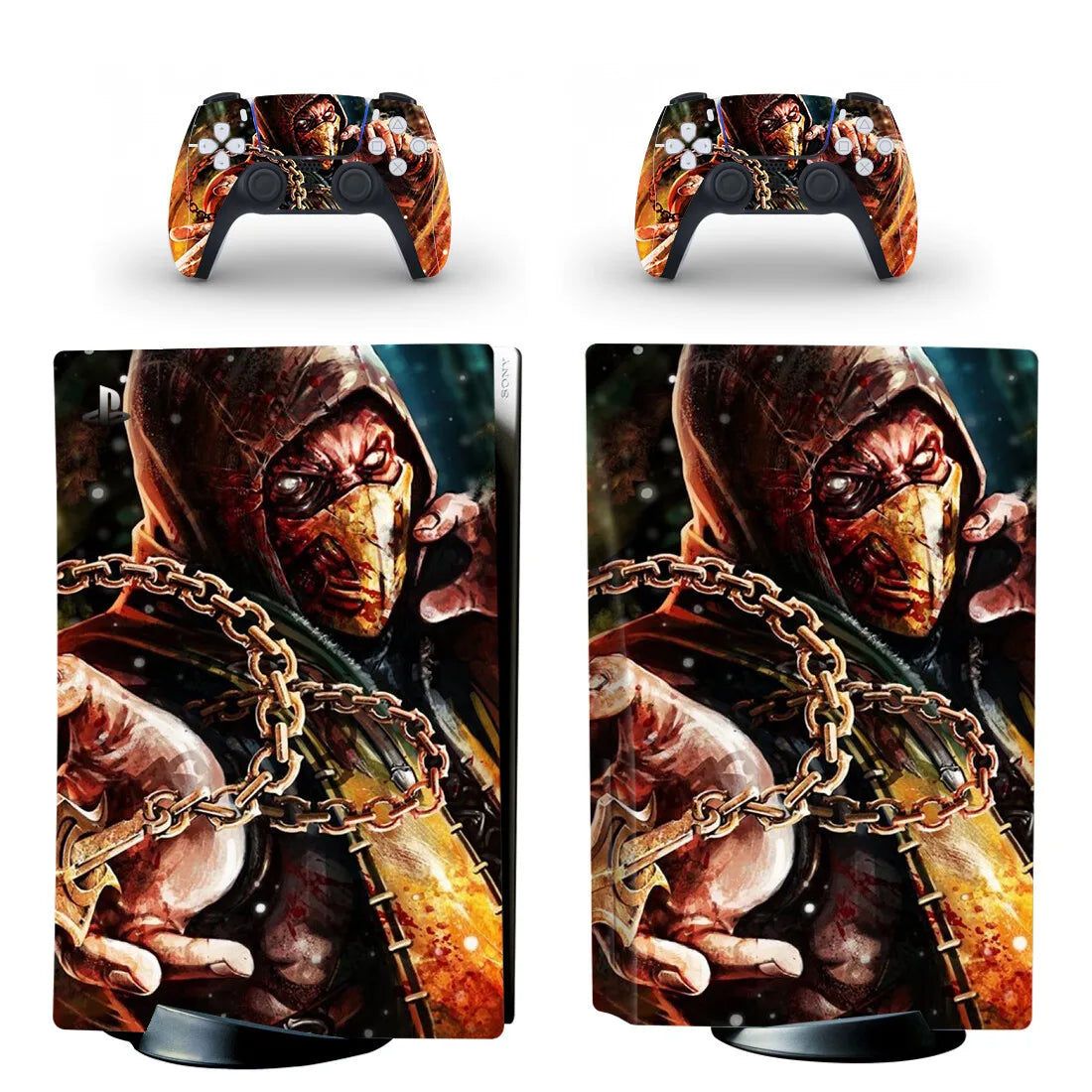 Pegatina adhesiva de vinilo para consola PS5 y 2 mandos, diseño de Mortal Kombat, versión disco