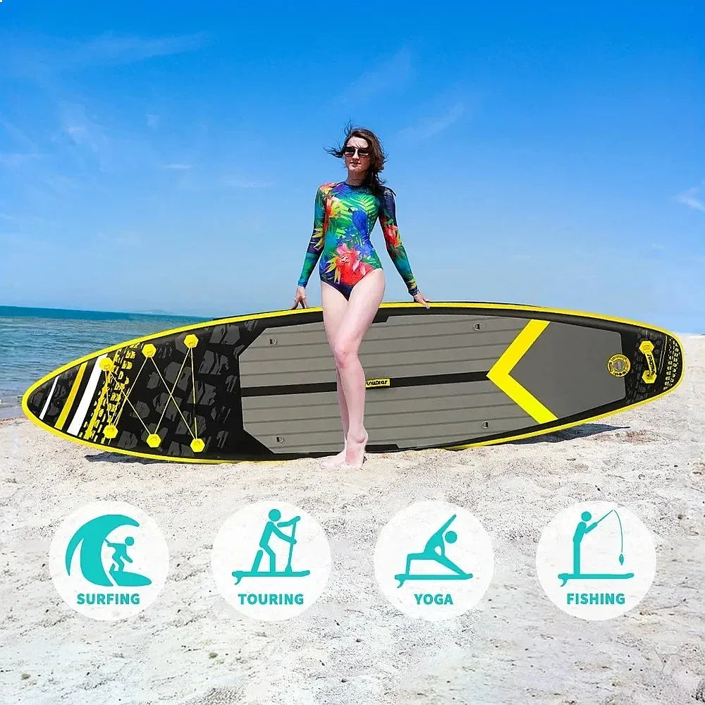 Tabla de Paddle Surf Inflable FunWater SUPFW16K 350x84x15cm, Capacidad 150kg, Antideslizante y Estable, con Bomba, Mochila, Remo, Correa y Aletas para Adultos y Principiantes en Deportes Acuáticos