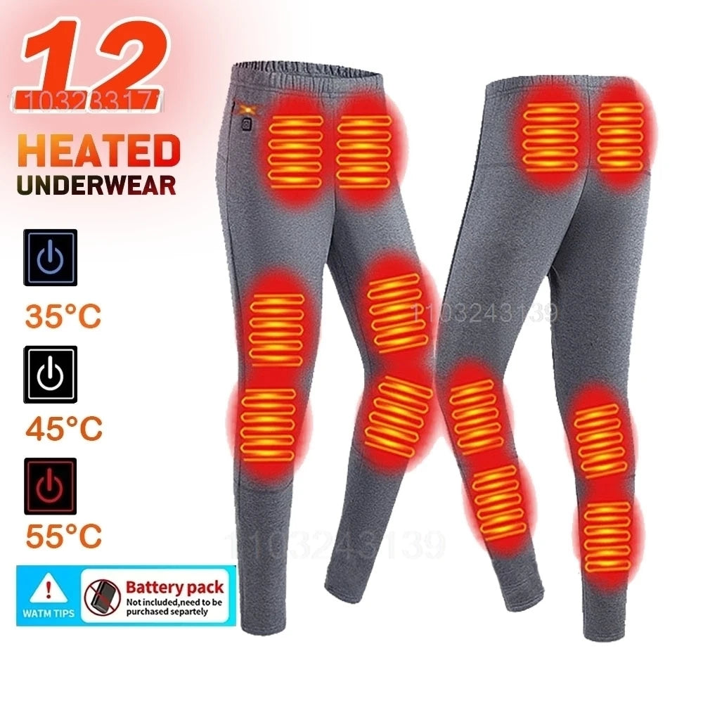 Ropa interior térmica con calefacción eléctrica USB para hombre y mujer, ropa interior autocalentable de esquí, 52 áreas