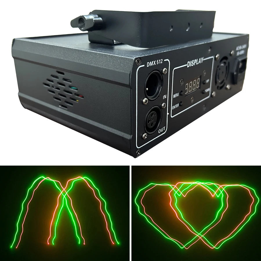 Luz láser de escáner de línea de haz RGB con doble lente, iluminación de escenario DMX512 para discoteca, bodas, bares y espectáculos