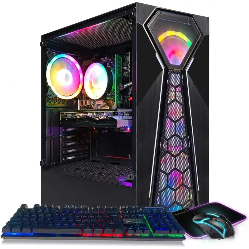 PC de Escritorio para Juegos, 10.ª Generación G5905 3.5G, Radeon RX 550 4G, 16GB DDR4, 512GB SSD, WiFi 600M, BT 5.0, Ventilador RGB x4, W