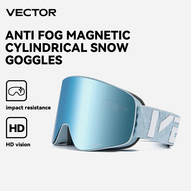 Gafas de Esquí VECTOR de Doble Capa Antivaho con Absorción Magnética, Cilíndricas, UV400, para Hombre y Mujer, Gafas de Snowboard POC