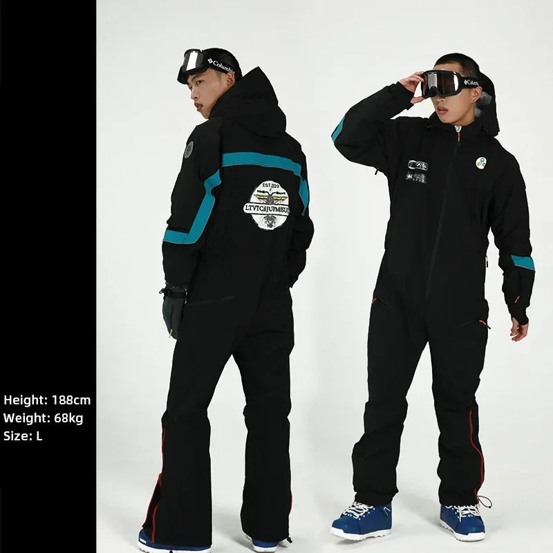 Nuevos trajes de esquí para hombre, monos de una pieza con aislamiento grueso para snowboard, conjuntos de ropa de esquí y nieve impermeables a prueba de viento para exteriores