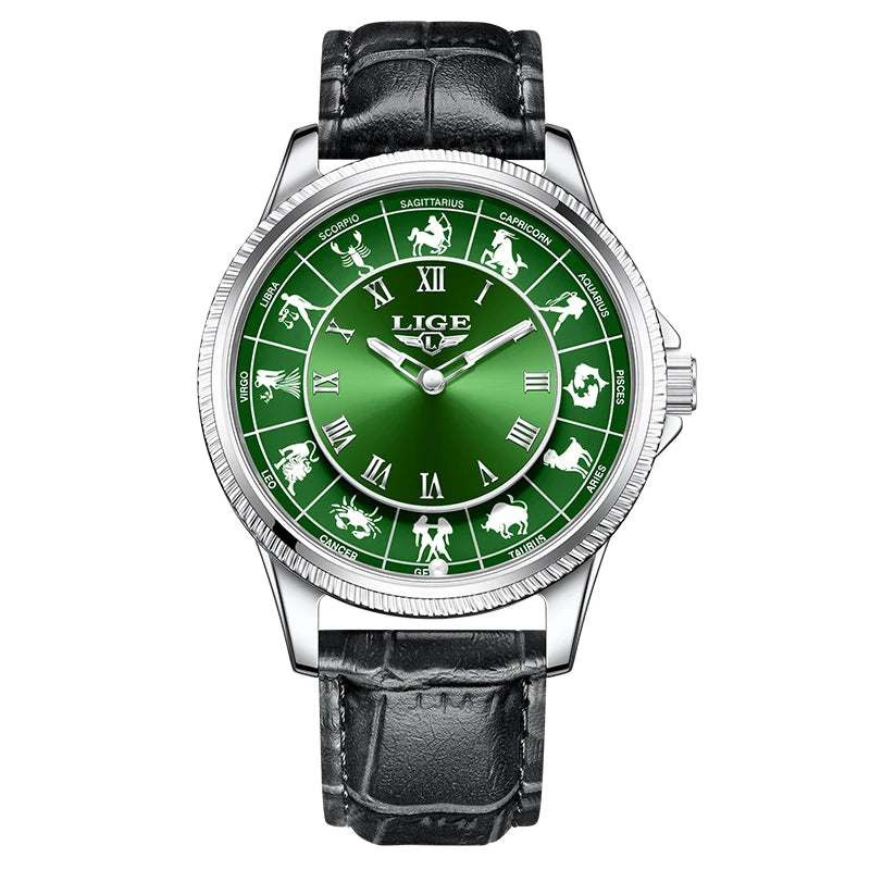 LIGE Reloj de cuarzo de lujo para hombre, nuevo diseño de moda, constelación, resistente al agua 30M, luminoso, regalo creativo para hombre