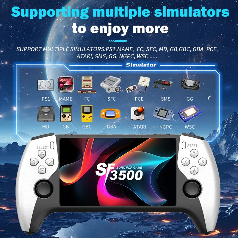 Nueva Consola de Juegos Portátil SF3500, Consola de Juegos Portátil con Pantalla IPS Grande de 5 Pulgadas, Más de 20000 Juegos Integrados, Compatible con Salida de TV
