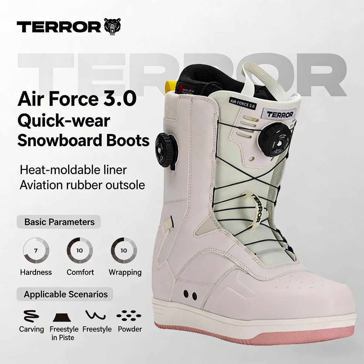 Botas de Snowboard 3.0 de Calzado Rápido para Unisex, Freestyle, Park, Carving, Eva + Cuero, Impermeables, para Snowboard/Esquí