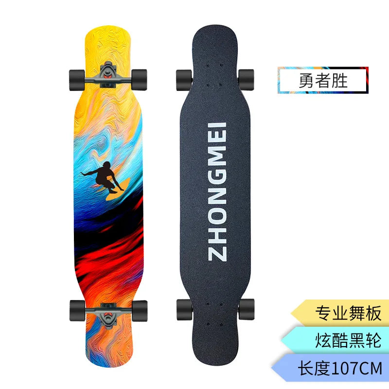 Patineta Profesional de 4 Ruedas para Adultos Principiantes, Patineta Cruiser de Calle con Doble Plataforma para Adolescentes, Niños y Niñas