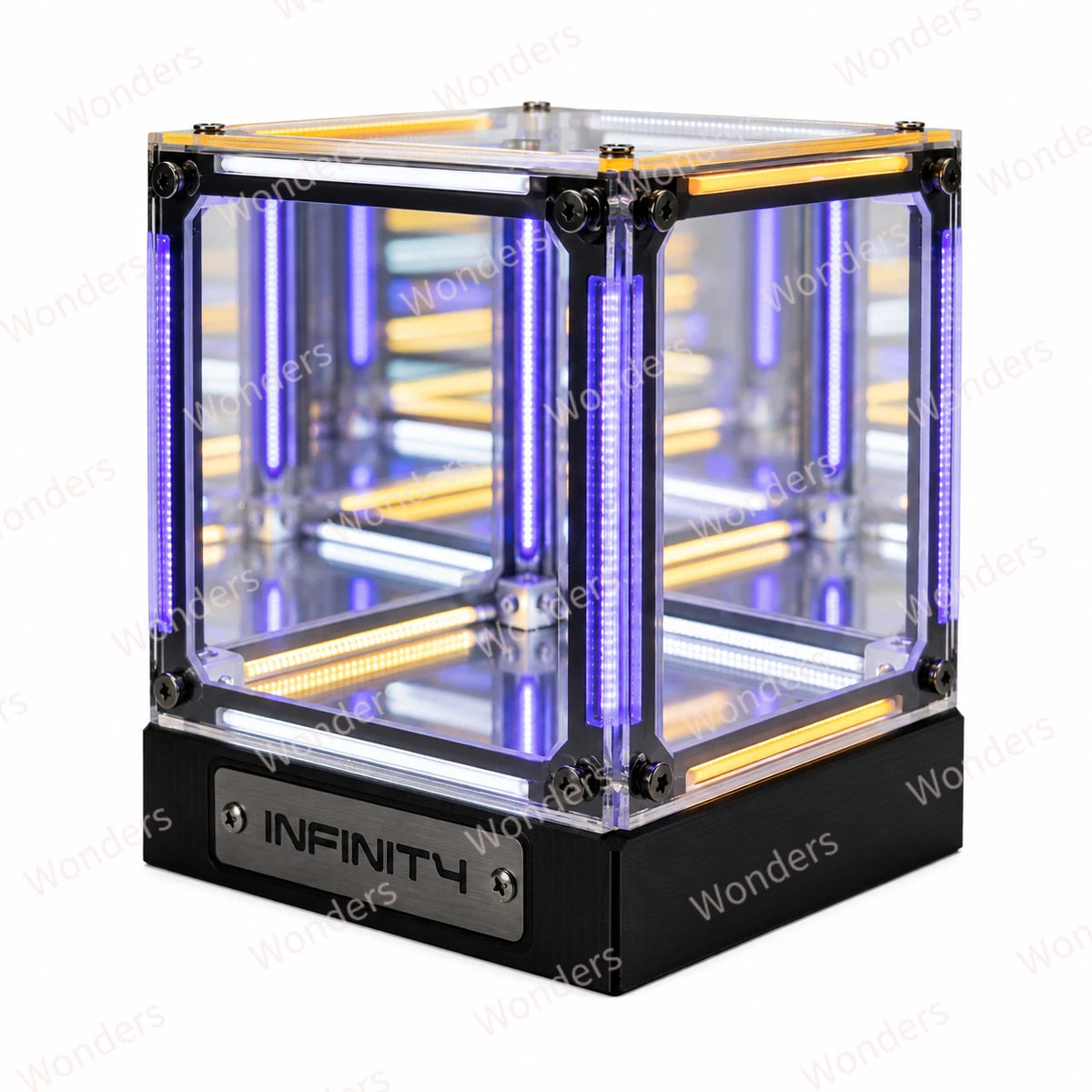 Caja LED hipercubo, decoración DIY, lámpara de mesa inalámbrica, vitrina para figuras, espejo infinito, caja 4D, adorno de túnel abismal