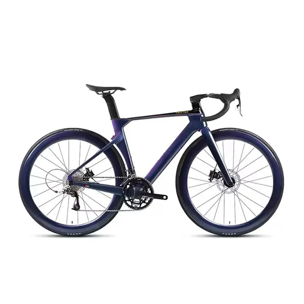 Bicicleta de carretera de fibra de carbono TWITTER R5PRO T800, transmisión electrónica EDS-TX7100 de 24 velocidades, bicicleta de carretera neumática