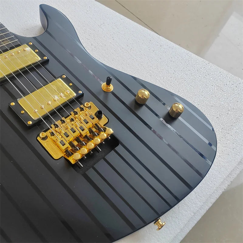 Guitarra Eléctrica de 6 Cuerdas Hecha a Mano con Acabado Mate y Diseño de Rayas Único para Guitarristas