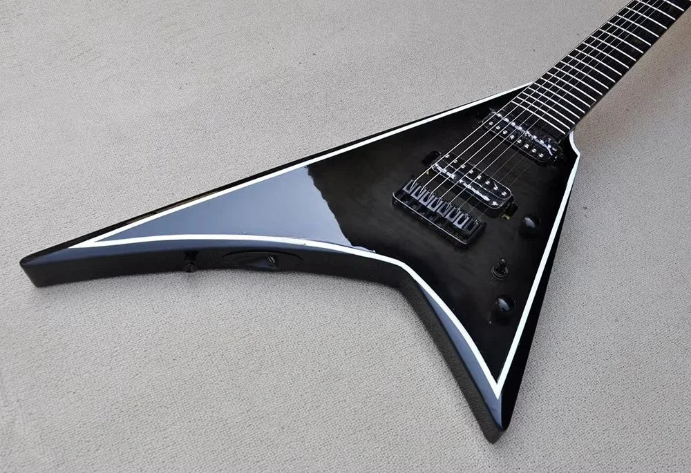 Guitarras Eléctricas en Forma de V, Guitarra Profesional de 8 Cuerdas, Chapa de Arce Flameado, Diapasón de Ébano