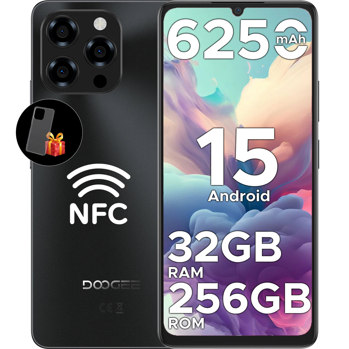 Smartphone DOOGEE Note58 Pro 32GB 256GB 6.75" HD+ 90Hz Batería grande 6250mAh Cámara 16MP Huella dactilar NFC Teléfono móvil Android15