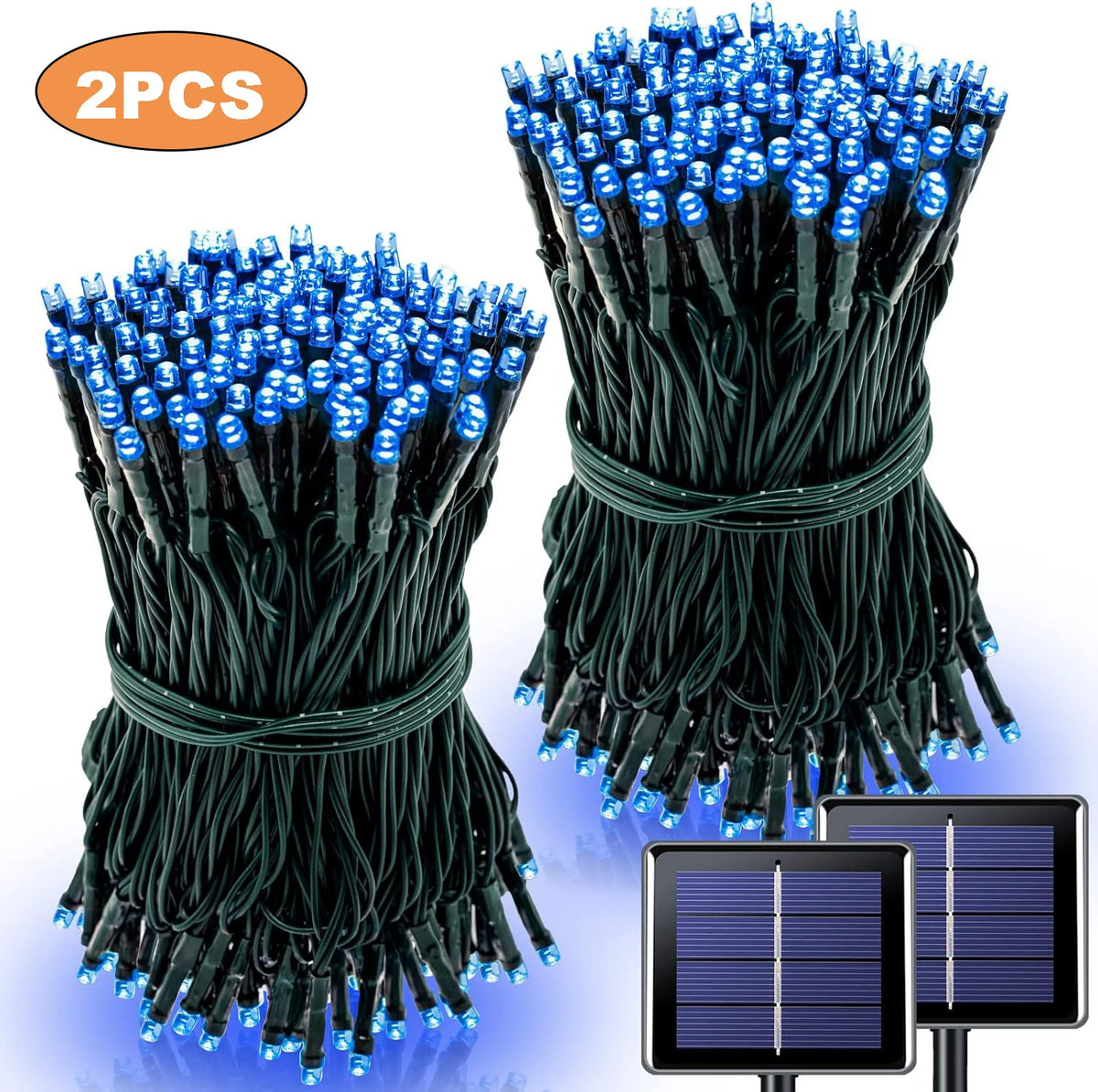 1/2 unidades de guirnalda de luces solares de 100 LED, impermeables, con 8 modos de iluminación, para decoración de patios, jardines, árboles, fiestas, Navidad y Halloween