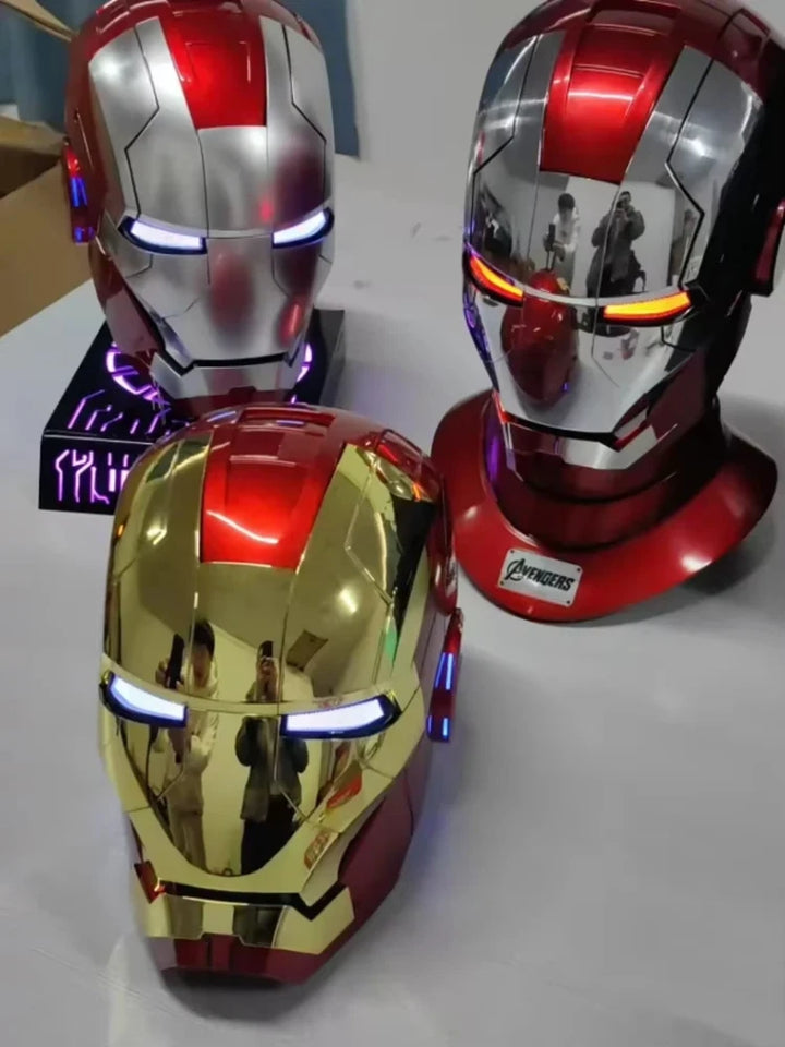 Casco de Iron Man Mk5 Mk7 Mk50 Mk17, Casco Portátil con Control Remoto de Voz Eléctrico, Regalo Coleccionable para Adultos, Juego de Rol