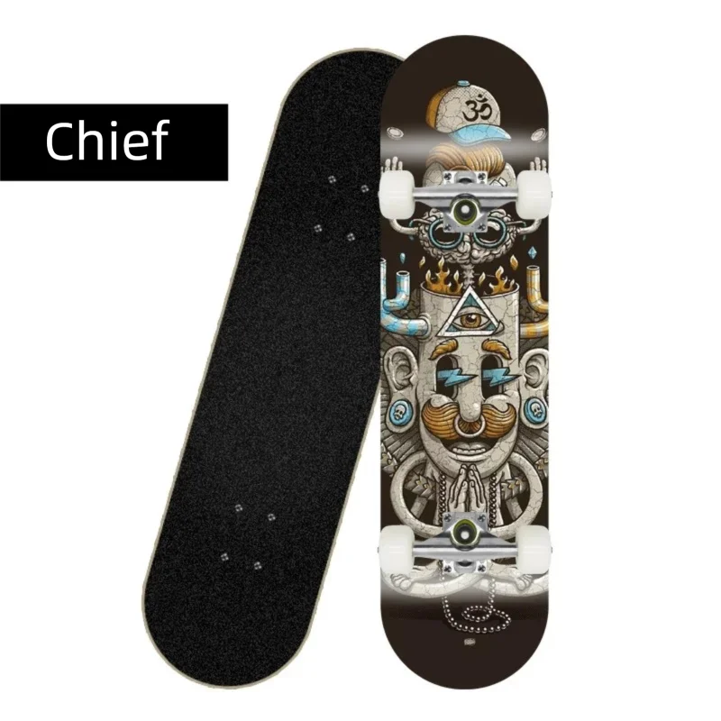 Patineta Deportiva de Madera de Arce de 80 cm, 4 Ruedas, Diseño de Doble Kick, Patineta Profesional para Trucos y Calle, para Jóvenes y Adultos
